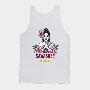 Sawasdee Thai Language Greeting Hello in Thailand Orchid Tank Top